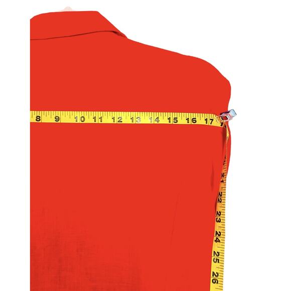 Jones NY Sz 1X Linen Shirt Top Red Asymmetric Button Front Lightweight - Picture 10 of 13